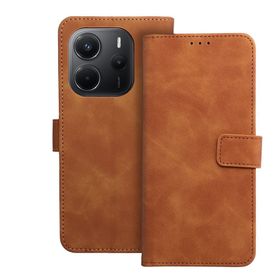 Etui z klapką na Xiaomi Redmi NOTE 14 4G (GLOBAL - 164,84mm x 78,15mm x 8,16mm) Tender Book brązowe