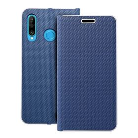 Etui z klapką na Huawei P30 LITE Luna Book Carbon niebieskie