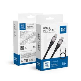 Kabel USB C do USB C Blue Star 3A 60W PD QC4.0 z oplotem 1,2 m TFK-DC-003 czarny