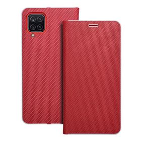 Etui z klapką na Samsung A12 / M12 Luna Book Carbon czerwone