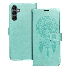 Etui z klapką na Samsung A14 4G / A14 5G Mezzo Book łapacz snów zielone