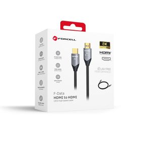 Kabel HDMI 2.1 Forcell Cafule 8K 60Hz / 4K 120Hz – Ultra High Speed, HDR, eARC, VRR, 48Gbps 1 m czarny 0INT