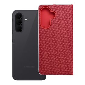Etui z klapką na Samsung A37 5G Luna Book Carbon czerwone