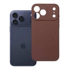 Etui na iPhone 17 Pro Max / 18 Pro Max (low camera edge) Silicone Mag Cover zgodne z MagSafe (camera protection) brązowy