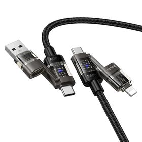 Kabel 4w1 USB A/C do USB C/Lightning Hoco 240W 1,2 m U151 czarny
