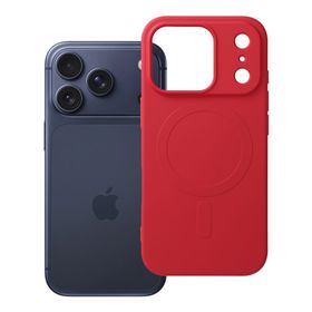 Etui na iPhone 17 Pro / 18 Pro (low camera edge) Silicone Mag Cover zgodne z MagSafe (big hole) czerwone