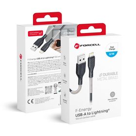 Kabel USB A do Lightning Forcell F-Energy 2,4A 12W Carbon 1 m CB-01A czarny
