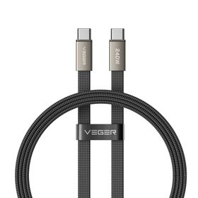 Kabel płaski USB C do USB C VEGER PD 5A 240W 1,5 m CC2-MTB czarny