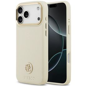 GUESS futerał do IPHONE 17 Pro Max kompatybilny z MagSafe GUHMP17XPGCRMDEE (PU W/ Grained Strass Logo) beżowy