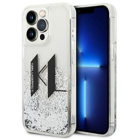 KARL LAGERFELD futerał do IPHONE 14 Pro KLHCP14LLBKLCS (Liguid Glitter Big KL Logo) srebrny