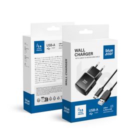 Ładowarka sieciowa do telefonu Blue Star USB A 2A 10W + kabel USB A do Micro USB TFK-TC-1100B czarna