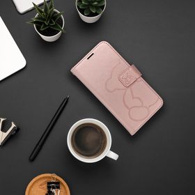 Etui z klapką na Samsung A37 5G Mezzo Book teddy bear złoto-różowe