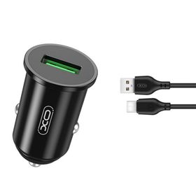 XO ładowarka samochodowa TZ12 QC 3.0 18W 1x USB czarna + kabel USB-C