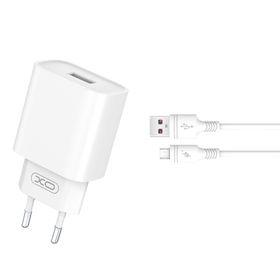 XO ładowarka sieciowa CE02D QC 3.0 18W 1x USB biała + kabel microUSB