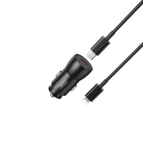 XO ładowarka samochodowa CC57 PD 25W 1x USB-C czarna + kabel USB-C - Lightning