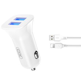 XO ładowarka samochodowa TZ10 2x USB 2,4A biała + kabel Lightning