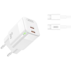 XO ładowarka sieciowa CE07 PD 35W 2x USB-C biała + kabel USB-C - USB-C