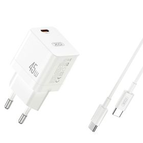 XO ładowarka sieciowa CE09 PD 45W 1x USB-C biała + kabel USB-C - USB-C