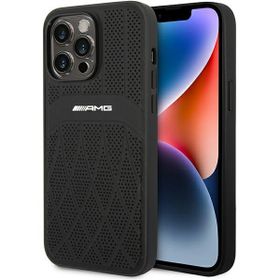 AMG nakładka do iPhone 14 Pro Max 6,7&quot; AMHMP14XOSDBK czarna hard case Leather Curved Lines MagSafe