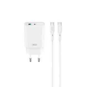 XO ładowarka sieciowa CE29 PD 20W 1x USB-C 1x USB biała + kabel USB-C - USB-C