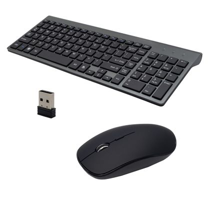 KLAWIATURA + MYSZ OPTYCZNA BEZPRZEWODOWA ALUMINIOWA CZARNA IMAC ZESTAW