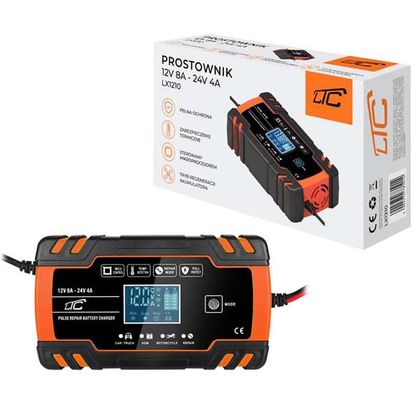 ŁADOWARKA AUTOMATYCZNA,PROSTOWNIK MIKROPROCESOROWY LTC 12V 8A - 24V 4A CZERWONY LX1210
