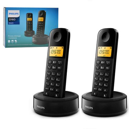 Philips telefon bezprzewodowy Czarny D1602B/53