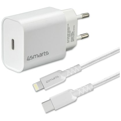 Ładowarka sieciowa 4smarts VoltPlug 20W PD MFI USB-C z kable USB-C do Lightning biały