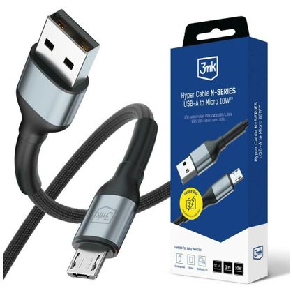 Kabel 3MK Hyper Cable N-SERIES USB-A do MicroUSB QC 3.0 5V/2A 10W czarny