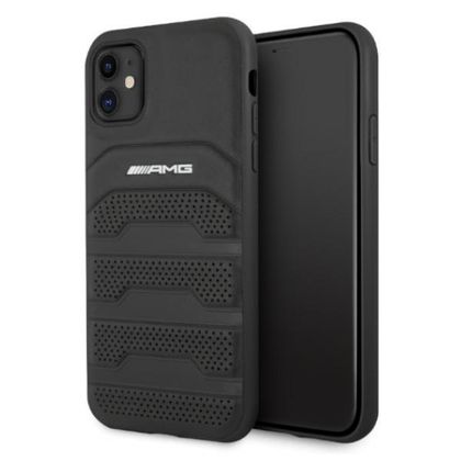 AMG AMHCN61GSEBK iPhone 11 / Xr 6,1"czarny/black hardcase Leather Debossed Lines