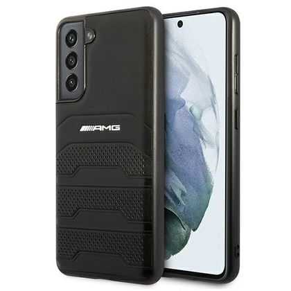 AMG AMHCS21FESGSEBK S21 FE G990czarny/black hardcase Leather Debossed Lines