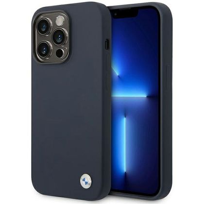 Etui BMW BMHMP14LSILNA iPhone 14 Pro6,1" granatowy/navy Silicone Metal Logo MagSafe