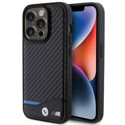 BMW BMHCP15L22NBCK iPhone 15 Pro 6.1"czarny/black Leather Carbon