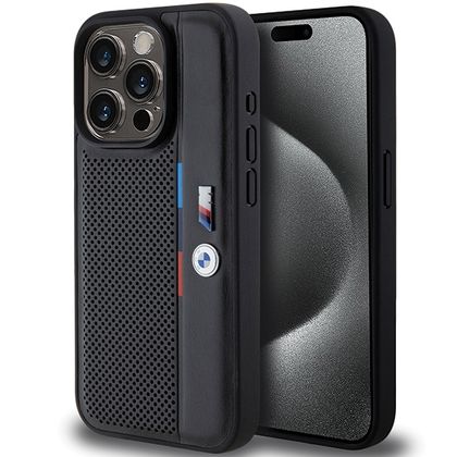 BMW BMHCP15X23PUPVK iPhone 15 Pro Max6.7" czarny/black hardcase Perforated Tricolor Line