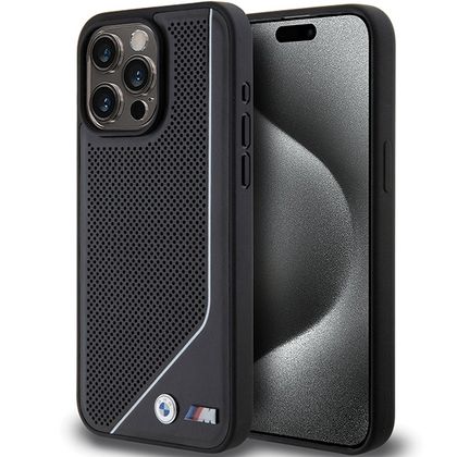 BMW BMHMP15L23PUCPK iPhone 15 Pro 6.1"czarny/black hardcase Perforated Twisted Line MagSafe