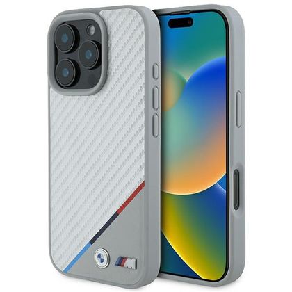BMW BMHMP16X23PUDTS iPhone 16 Pro Max6.9" szary/grey hardcase M Carbon Tricolor Line MagSafe