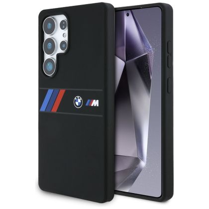Etui BMW Silicone Middle Tricolor Stripes MagSafe do Samsung Galaxy S25 Ultra czarny