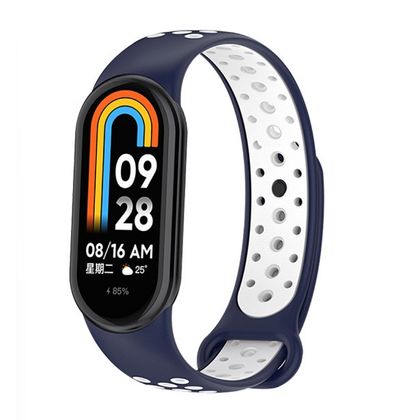 Beline pasek Mi Band 10/9/8 design niebiesko-biały /blue-white