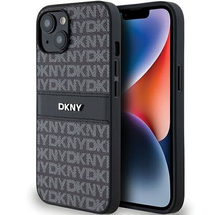DKNY DKHCP14SPRTHSLK iPhone 14 / 15 / 136.1" czarny/black hardcase Leather Mono Stripe & Metal Logo