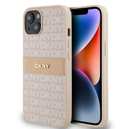 DKNY DKHCP14SPRTHSLP iPhone 14 / 15 / 136.1" różowy/pink hardcase Leather Mono Stripe & Metal Logo