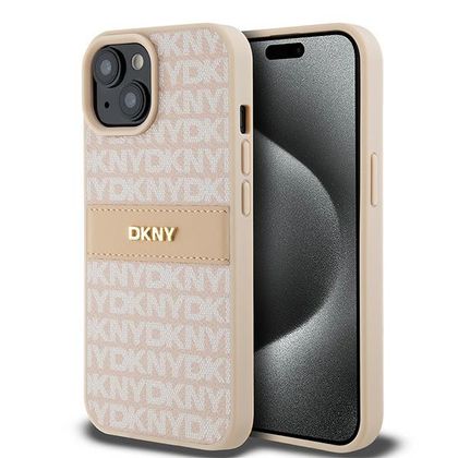 DKNY DKHCP15SPRTHSLP iPhone 15 / 14 / 136.1" różowy/pink hardcase Leather Mono Stripe & Metal Logo