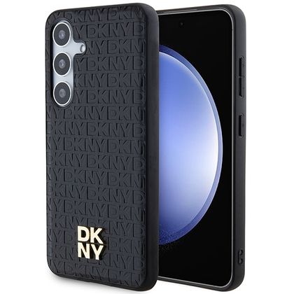 DKNY DKHMS24MPSHRPSK S24+ S926czarny/black hardcase Leather Pattern Metal Logo MagSafe