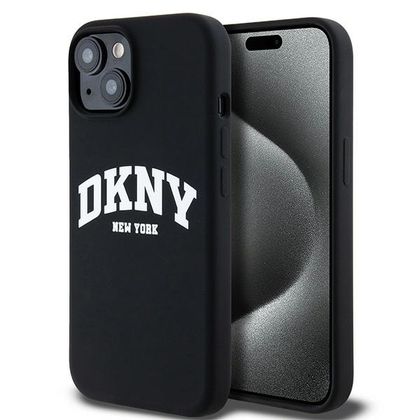 DKNY DKHMP15MSNYACH iPhone 15 Plus / 14Plus 6.7" czarny/black hardcase Liquid Silicone White Printed Logo MagSafe