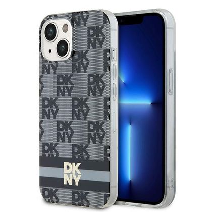 DKNY DKHMP15MHCPTSK iPhone 15 Plus /14 Plus 6.7" czarny/black hardcase IML Checkered Mono Pattern & Printed Stripes MagSafe