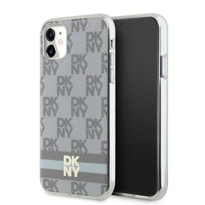DKNY DKHMN61HCPTSE iPhone 11 / Xr6.1" beżowy/beige hardcase IML Checkered Mono Pattern & Printed Stripes MagSafe