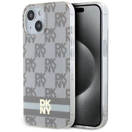 DKNY DKHMP15SHCPTSE iPhone 15 / 14 / 136.1" beżowy/beige hardcase IML Checkered Mono Pattern & Printed Stripes MagSafe