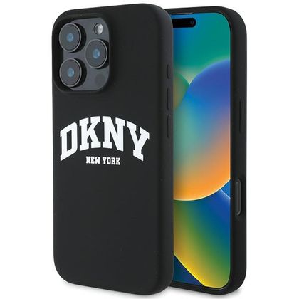 DKNY DKHMP16XSNYACH iPhone 16 Pro Max6.9" czarny/black hardcase Silicone White Printed Logo MagSafe