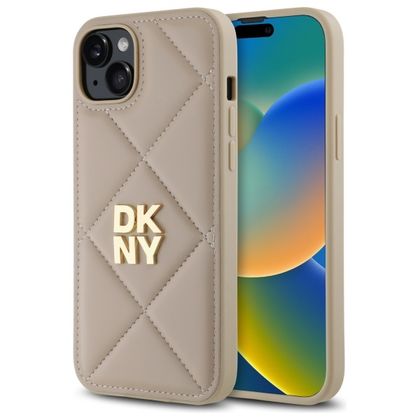 DKNY DKHCP15MPQDSLE iPhone 15 Plus 6.7" beżowy/beige Quilted Stack Logo