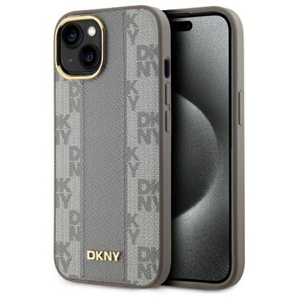 DKNY DKHMP15MPCPVSLE iPhone 15 Plus6.7" beżowy/beige hardcase Leather Checkered Mono Pattern MagSafe