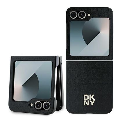 DKNY DKHCZF6PSHRPSK Z Flip6 F741 / Z Flip7 FE czarny/black repeat pattern stack logo